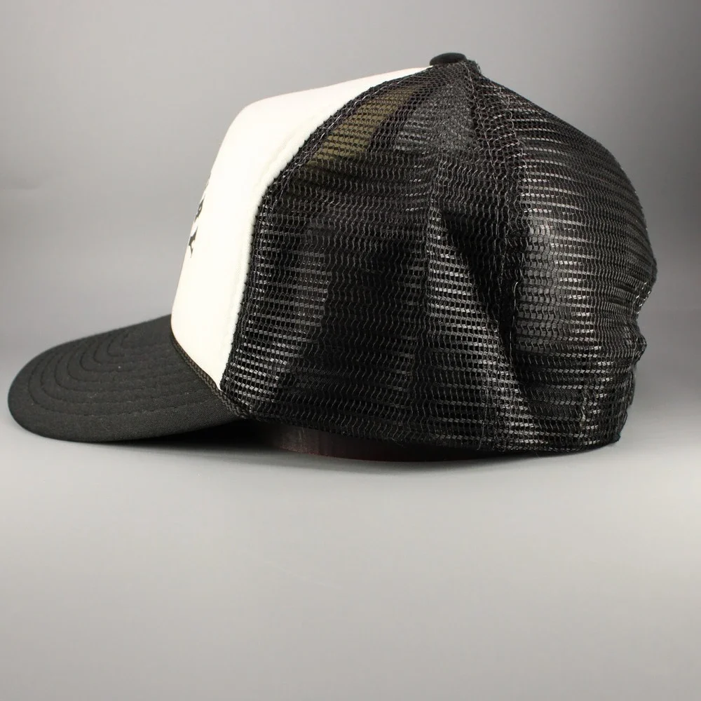 VINTAGE Jeff Crosby Hat‎ Cap Foam Snapback Trucker Black White Country Rock